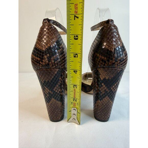 Aldo Nicholes Womens Size 7 Brown Snake Skin Print Block Heel Mary Jane Pumps - Picture 9 of 14